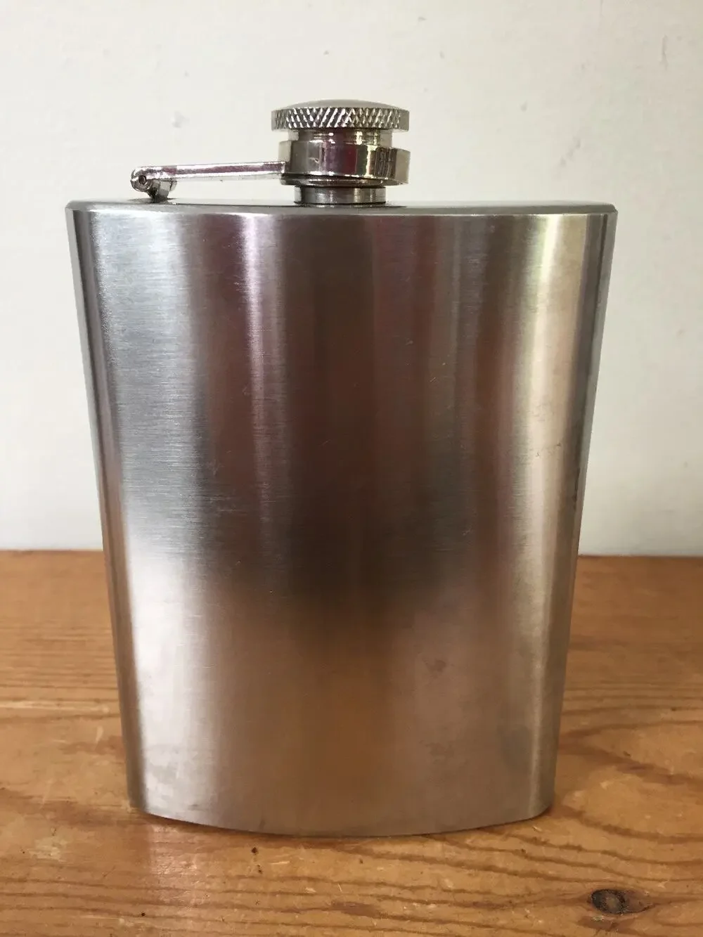 Vintage Brushed Stainless Steel Metal 8oz Hip Screw Top Liquor Alcohol Flask